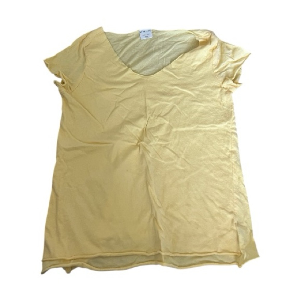 🟡MOTHERHOOD MATERNITY: Women’s M, yellow sheer short sleeve top, preowned🟡